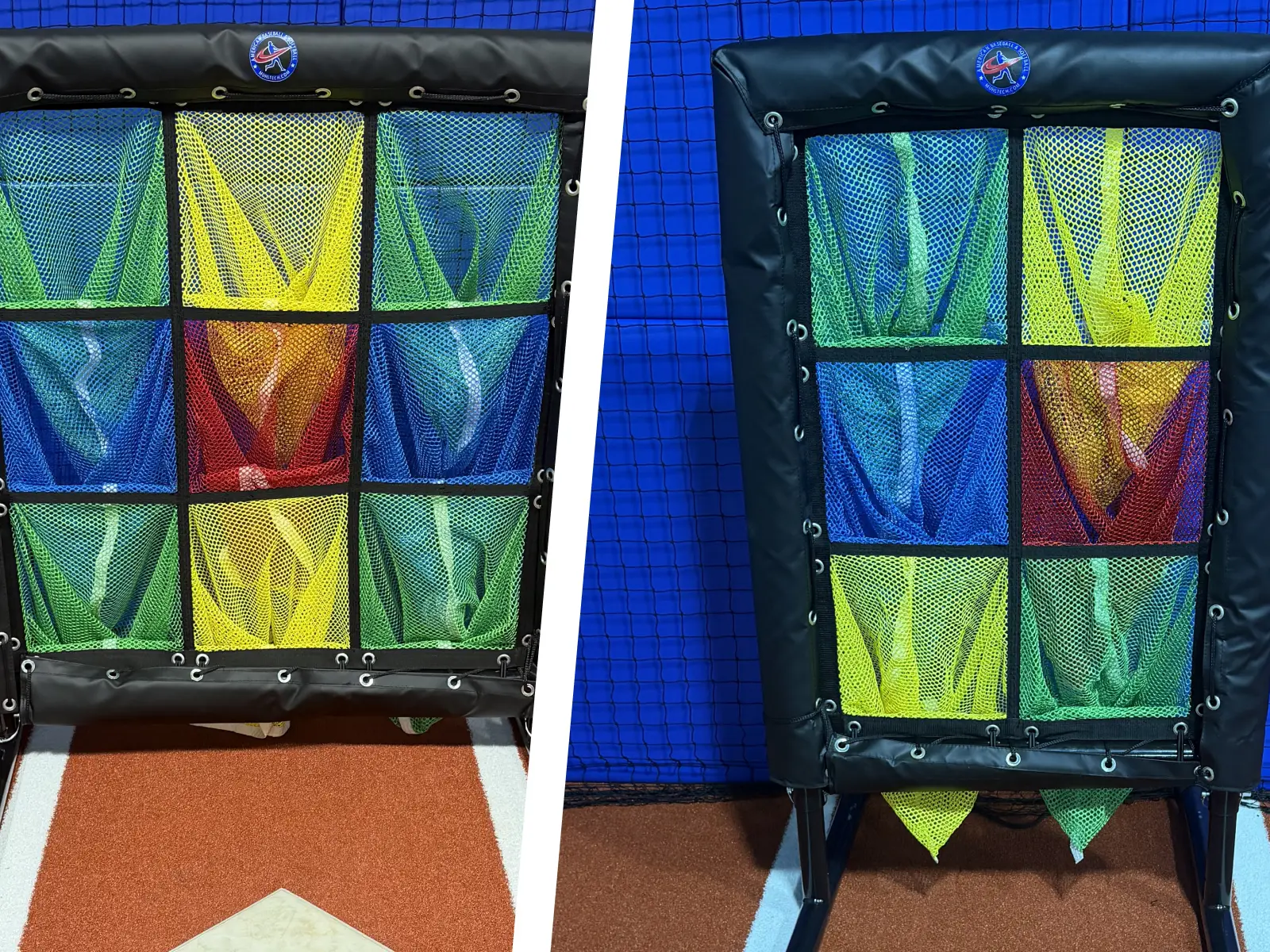 Nine hole and six hole pitching screens