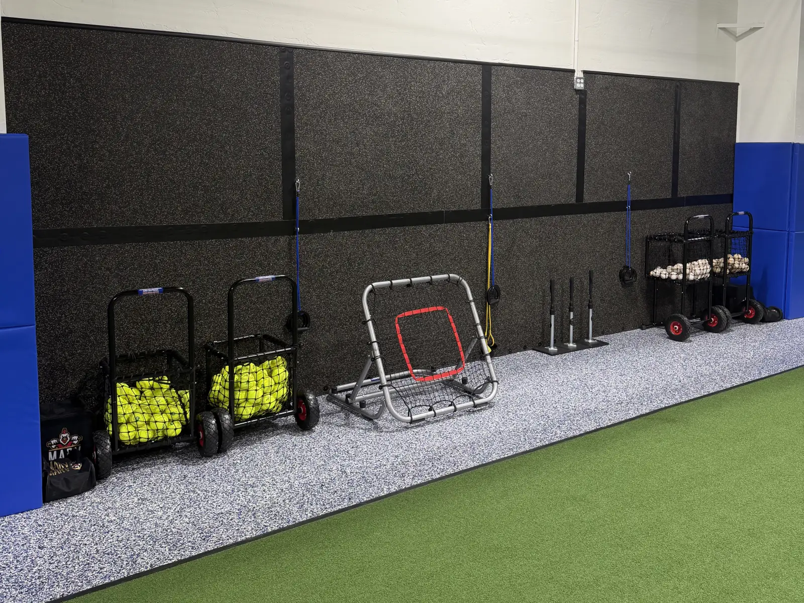 Training equipment along the plyo wall